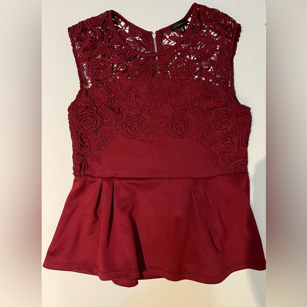 Burgundy stretch peplum top